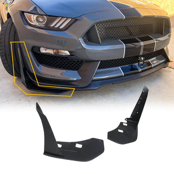Winglet Splitters For 2015-2021 Ford Mustang GT500 Style Front Bumper Corner Spoiler Gloss Black